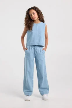 America Today Broeken^Broek Primrose Jr denim broek met elastische taille en koorden