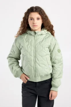 America Today Jassen & Regenjassen^Jas Joanna JR gewatteerde jas met capuchon en gekleurde schouderbies