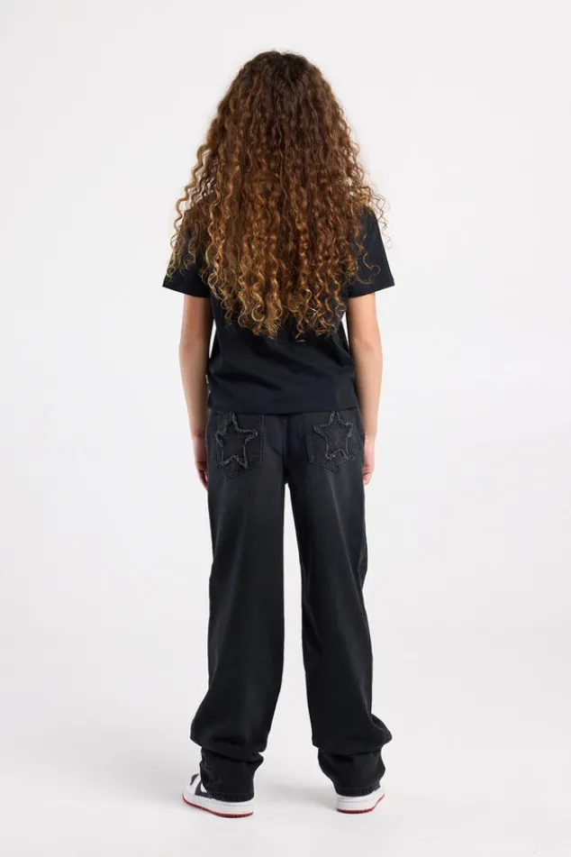 America Today Jeans^Jeans Phoenix Jr loose fit jeans met ster patches