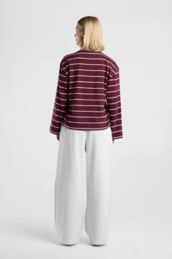 America Today New In|T-Shirts & Tops^ongeeve iv getreepte ongeeve et wijde ouwen en frontprint