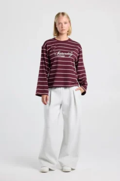 America Today New In|T-Shirts & Tops^ongeeve iv getreepte ongeeve et wijde ouwen en frontprint