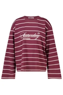 America Today New In|T-Shirts & Tops^ongeeve iv getreepte ongeeve et wijde ouwen en frontprint