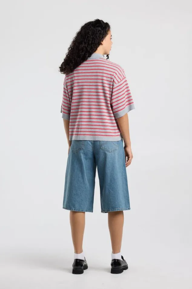 America Today New In|Truien & Vesten^Poo Kirten getreepte ooe fit poo et knoopuiting