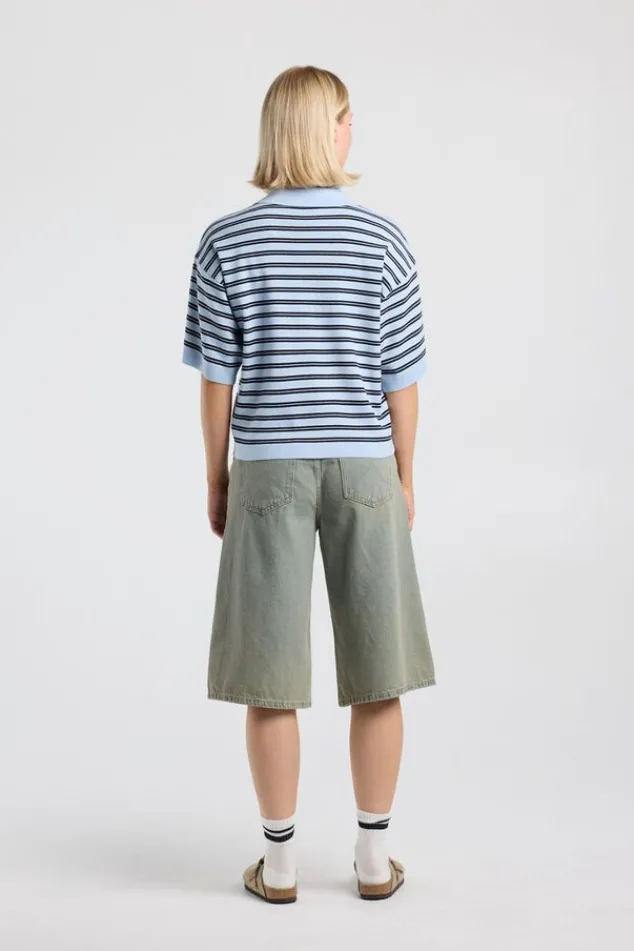 America Today New In|Truien & Vesten^Poo Kirten getreepte ooe fit poo et knoopuiting
