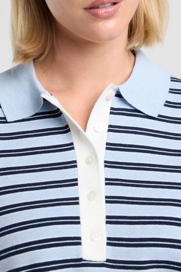 America Today New In|Truien & Vesten^Poo Kirten getreepte ooe fit poo et knoopuiting