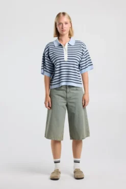 America Today New In|Truien & Vesten^Poo Kirten getreepte ooe fit poo et knoopuiting