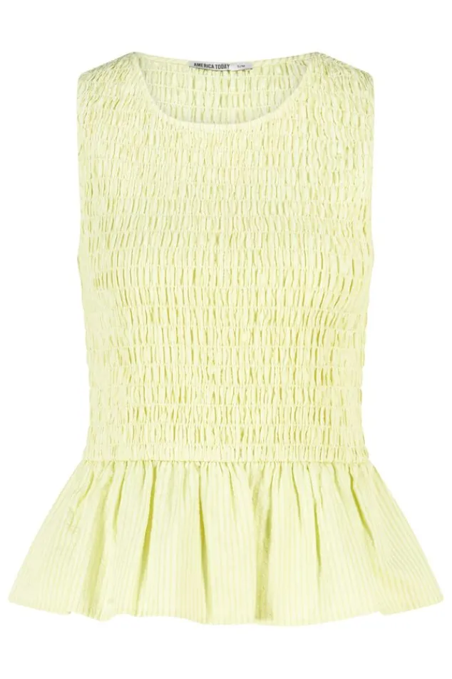 America Today New In|T-Shirts & Tops^Shirt Isero mouwloze smock top met ruffle onderkant