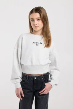 America Today Truien & Vesten|Sweaters & Hoodies^Sweater Sina Jr sweater met artwork op de borst en lange zoom