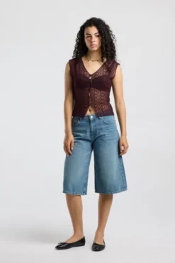 America Today New In|T-Shirts & Tops^Top Gini ouwoze kanten top et V-ha en knoopje