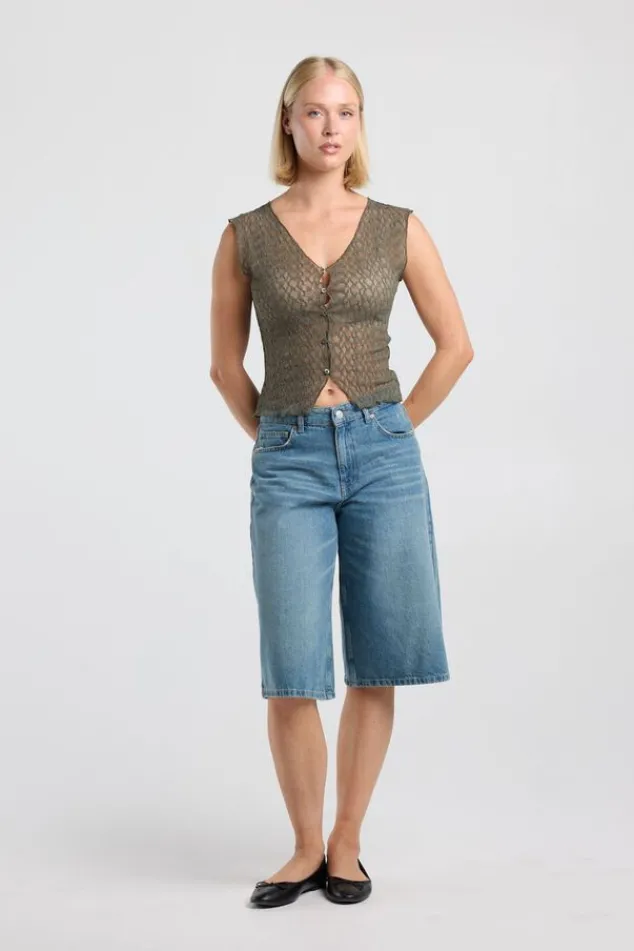 America Today New In|T-Shirts & Tops^Top Gini ouwoze kanten top et V-ha en knoopje