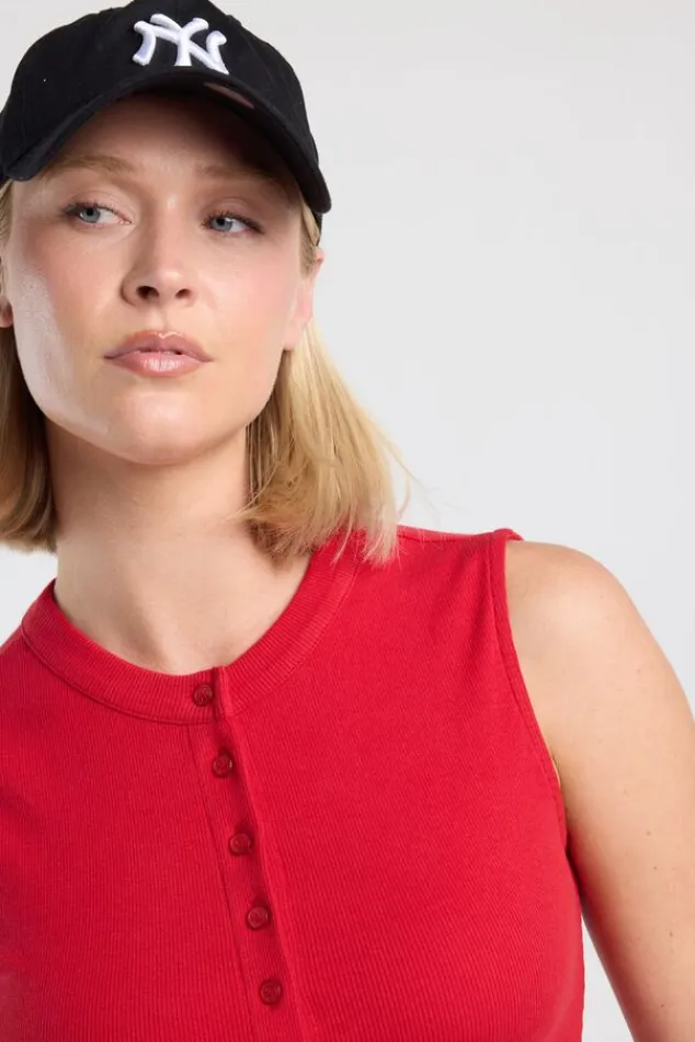 America Today New In|T-Shirts & Tops^Top Gwenn ouwoze top et ribtof en knoopuiting