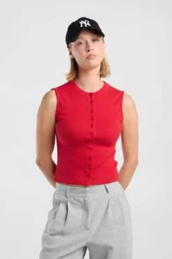 America Today New In|T-Shirts & Tops^Top Gwenn ouwoze top et ribtof en knoopuiting