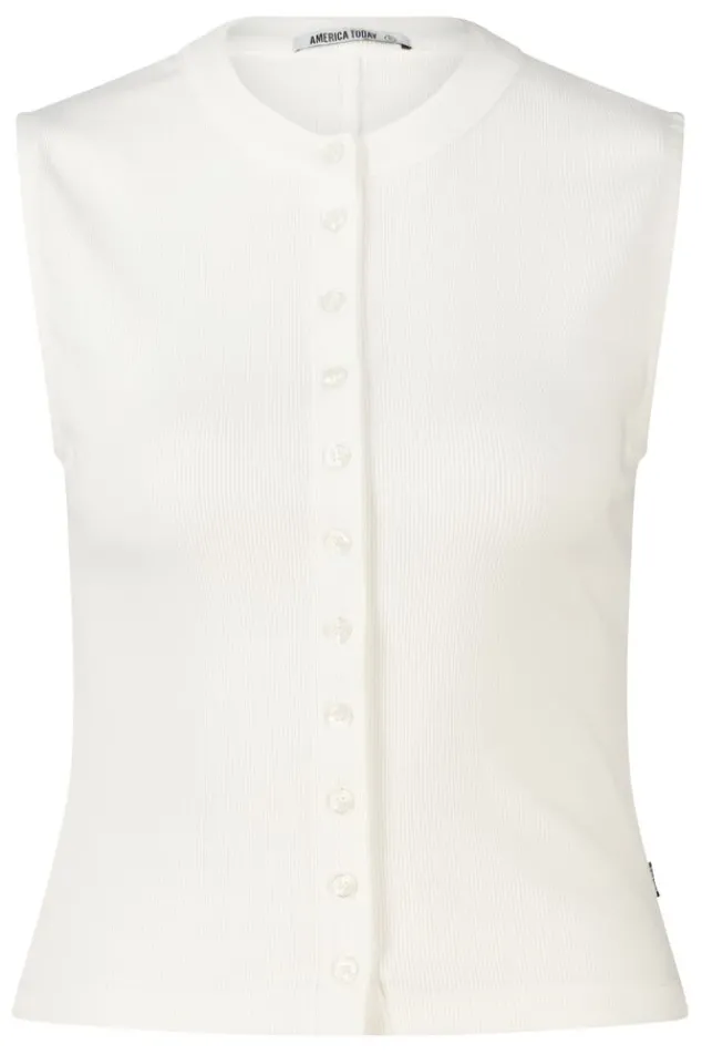 America Today New In|T-Shirts & Tops^Top Gwenn ouwoze top et ribtof en knoopuiting