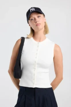 America Today New In|T-Shirts & Tops^Top Gwenn ouwoze top et ribtof en knoopuiting