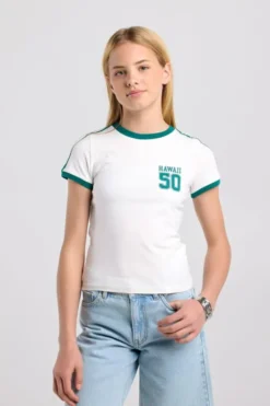 America Today T-Shirts & Tops^T-shirt Elieke Jr fitted ringer t-shirt