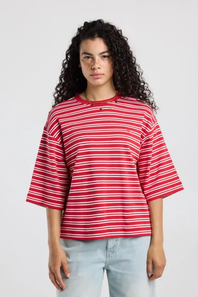 America Today New In|T-Shirts & Tops^T-hirt Enid overized t-hirt et trepen patroon