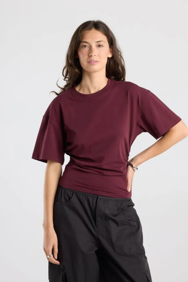 America Today Bestsellers|T-Shirts & Tops^T-hirt Erin t-hirt et crunched zijnaad en borduurwerk achter