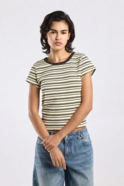America Today T-Shirts & Tops^T-hirt Eunice getreept t-hirt et hoge eaticiteit