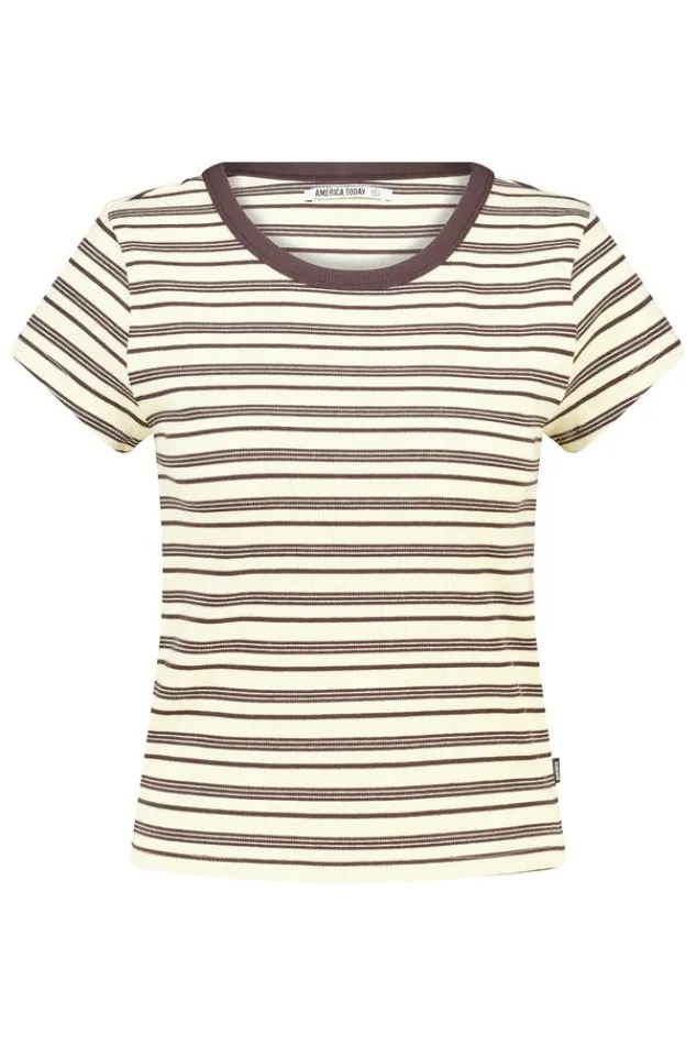 America Today T-Shirts & Tops^T-hirt Eunice getreept t-hirt et hoge eaticiteit