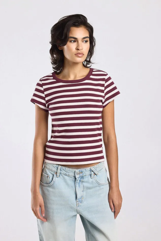 America Today T-Shirts & Tops^T-hirt Eunice getreept t-hirt et hoge eaticiteit