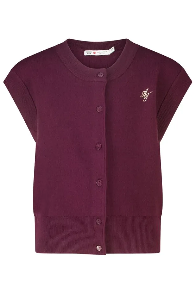 America Today Truien & Vesten|New In^Vest Kata jr mouwloos vest met bordeauxrode knoopjes