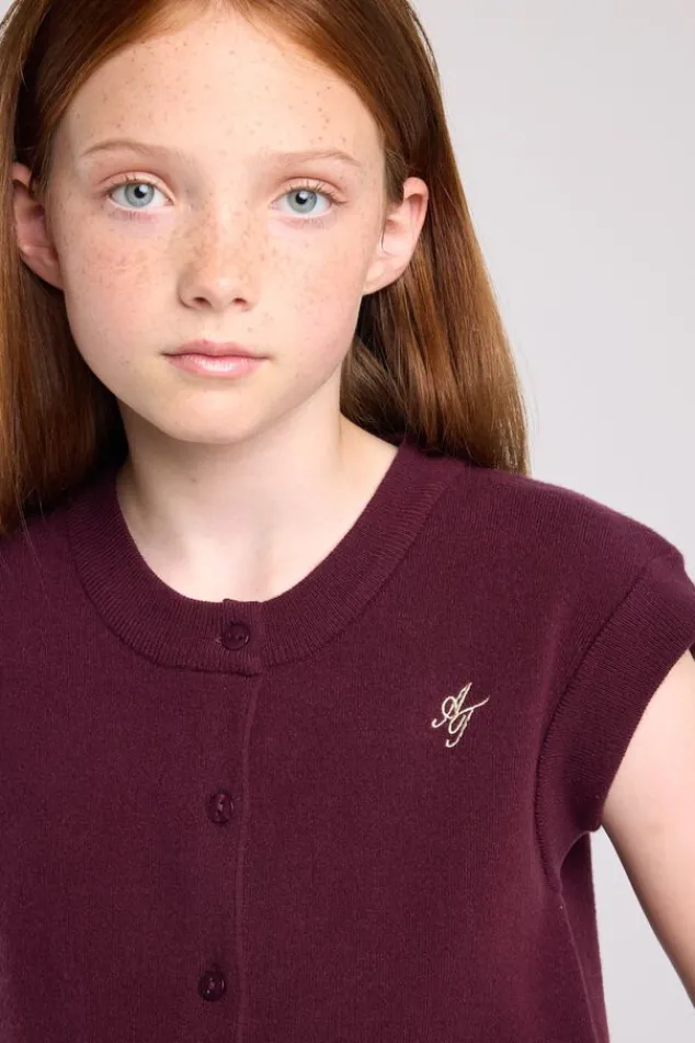 America Today Truien & Vesten|New In^Vest Kata jr mouwloos vest met bordeauxrode knoopjes