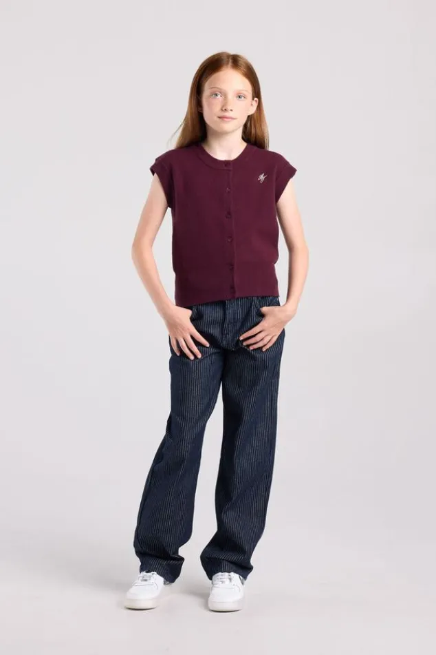 America Today Truien & Vesten|New In^Vest Kata jr mouwloos vest met bordeauxrode knoopjes
